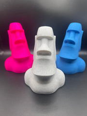 Moai Statue, Easter Island Head Glasses Holder, Marble-Effect Moai Statue, Home Decor, Bedside Table Glasses Stand